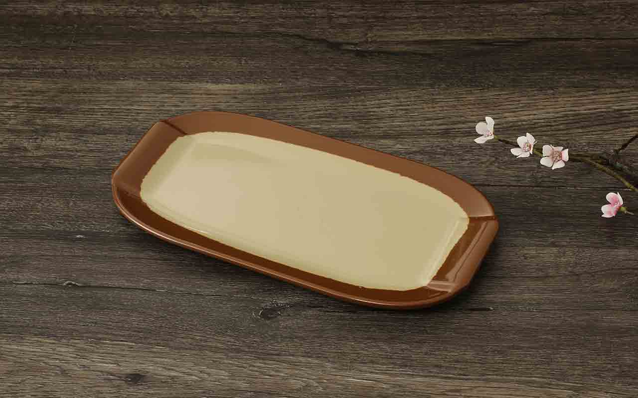 12寸长方形圆边自助餐盘