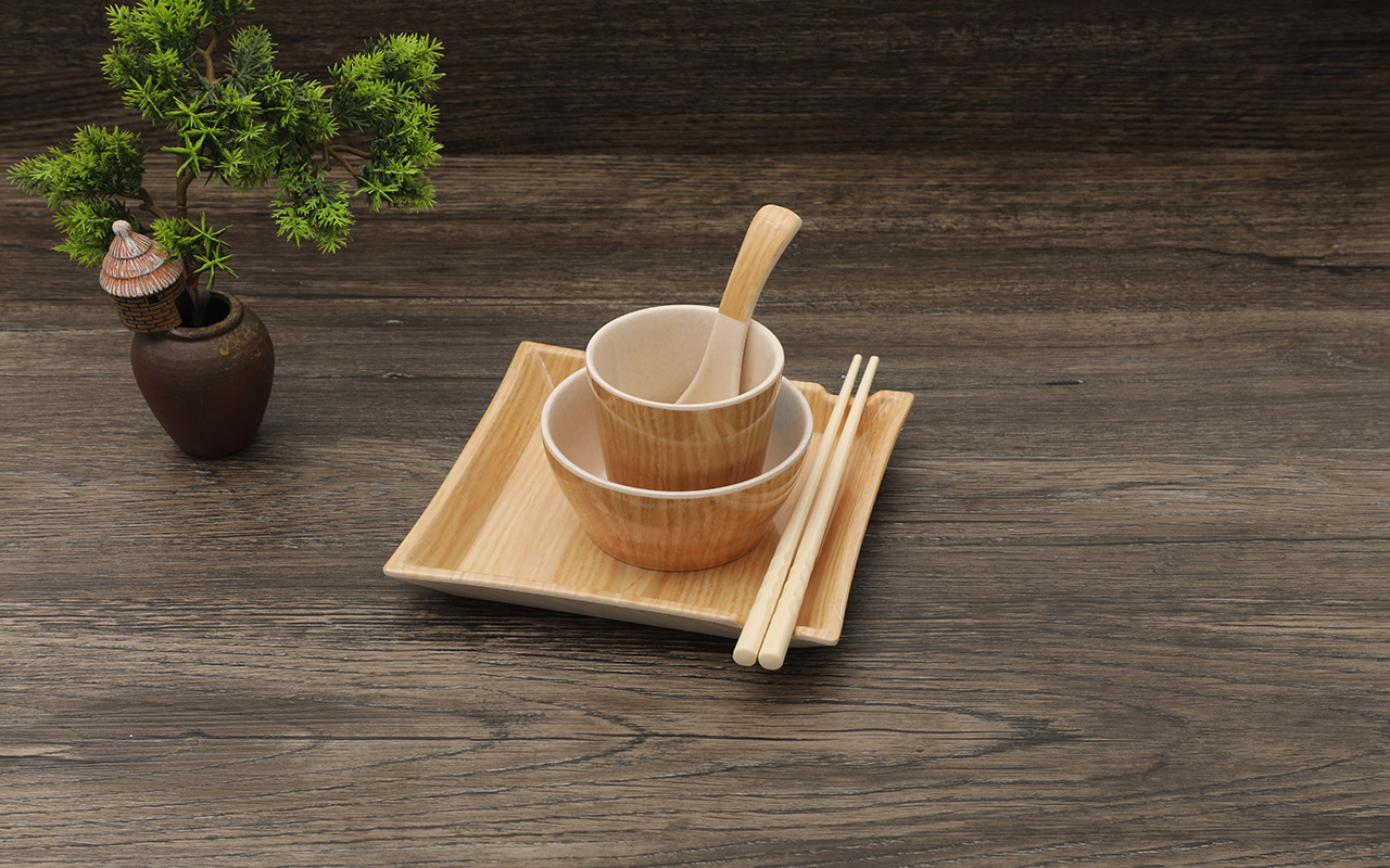 仿陶瓷木纹餐具